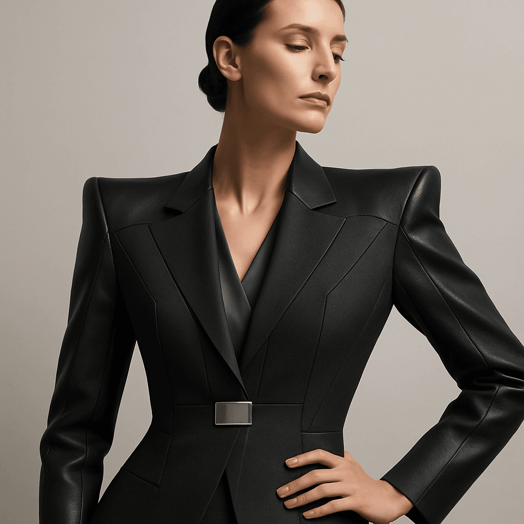 Chaquetas y siluetas arquitectónicas en Moda Futurista de Lujo — Materiales premium que hacen creíble una chaqueta futurista (y cómo reconocerlos)
