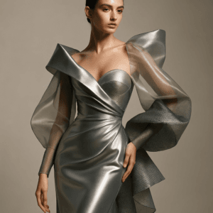 Moda Futurista de Lujo: Siluetas Escultóricas y Materiales Inteligentes