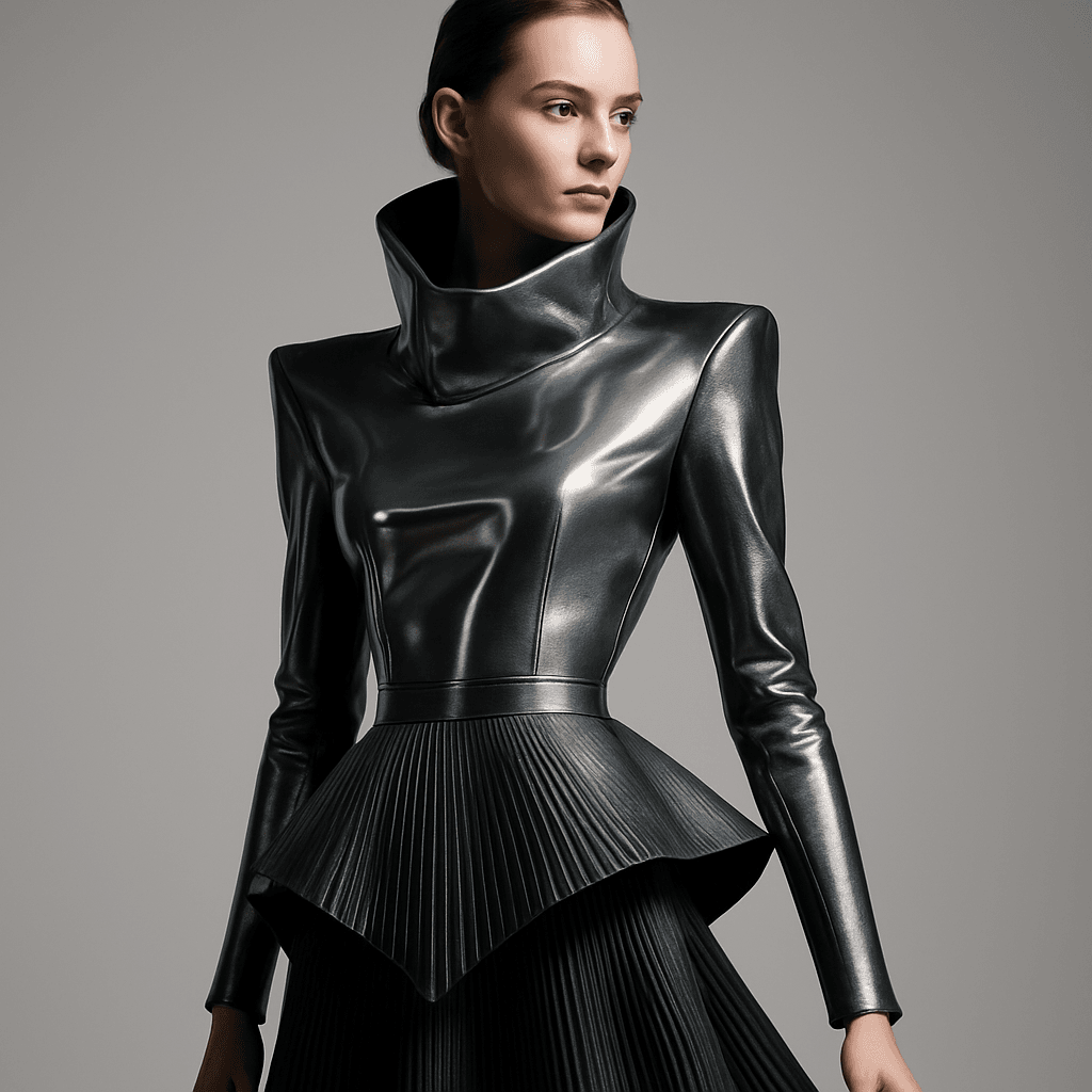Moda Futurista de Lujo: Siluetas Esculpidas y Materiales Inteligentes